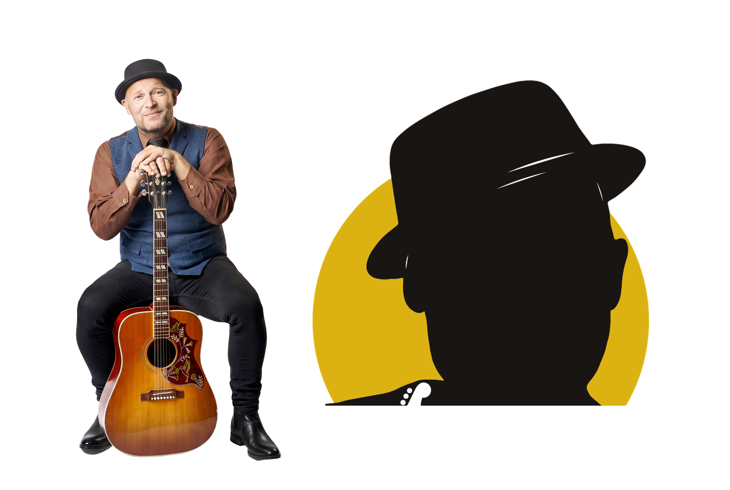 Portræt af Lasse Helvig siddende med sin guitar